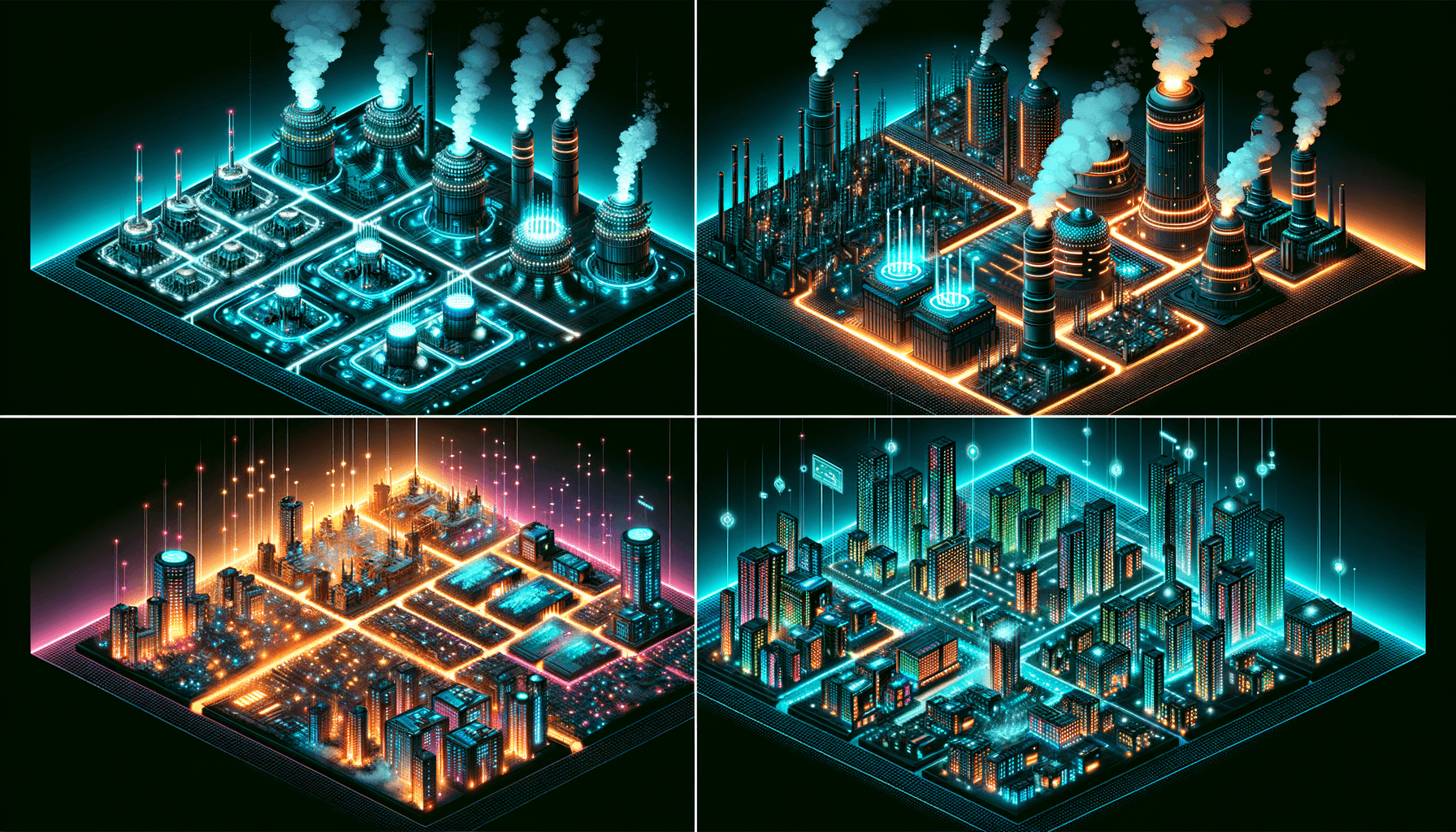 4SHARE city districts overview showing Energy, Industrial, Residential and Commercial zones